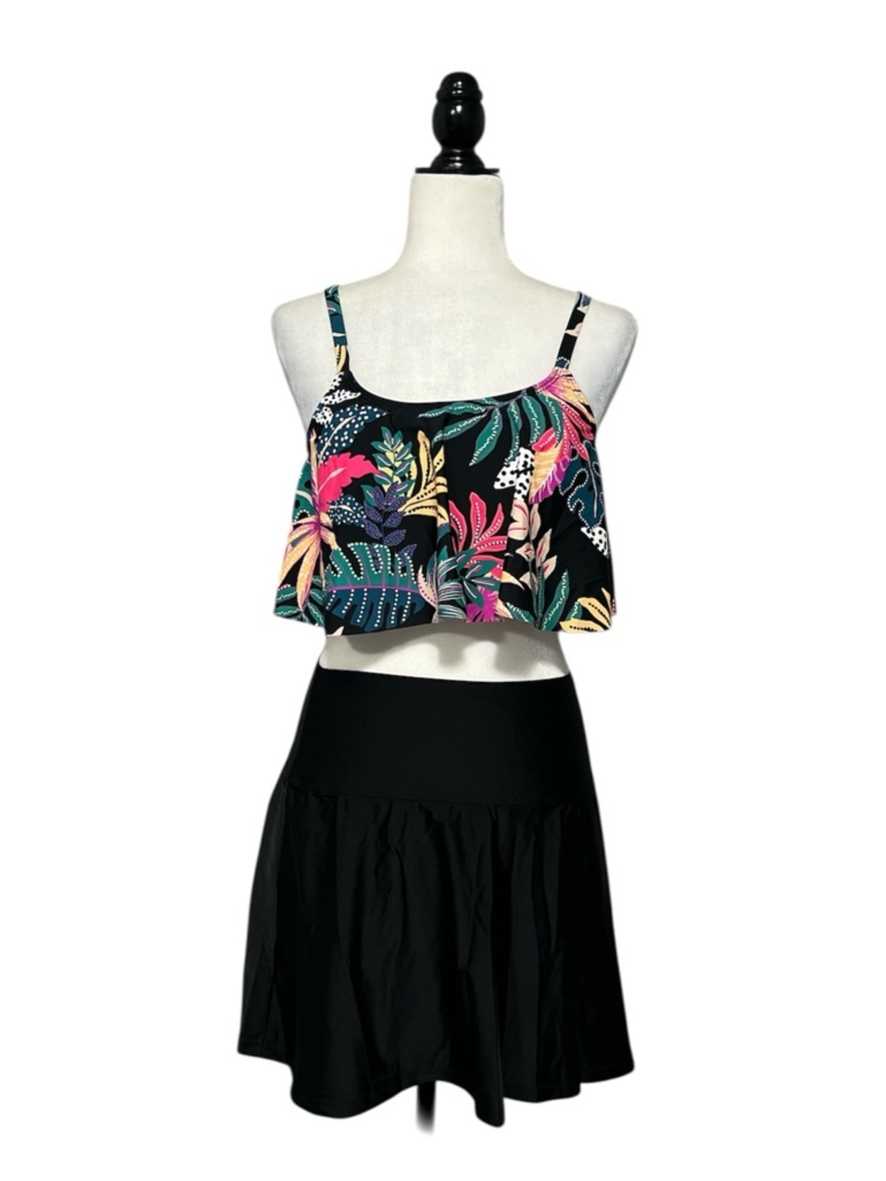 SHAPERMINT Tropical Print Top / Skirtini Swim Set